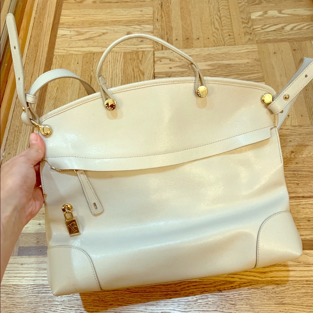 Furla Piper glossed leather satchel